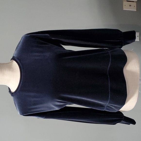 BEAUTIFUL MADEWELL VALVET BLUE LONG SLEEVE BLOUSE - Picture 1 of 6